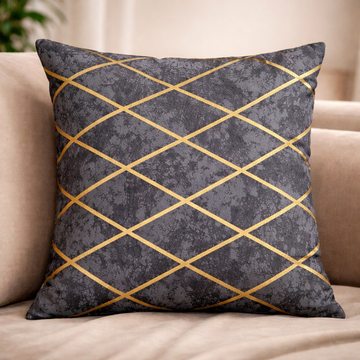 Charcoal Gold Lattice Cushion