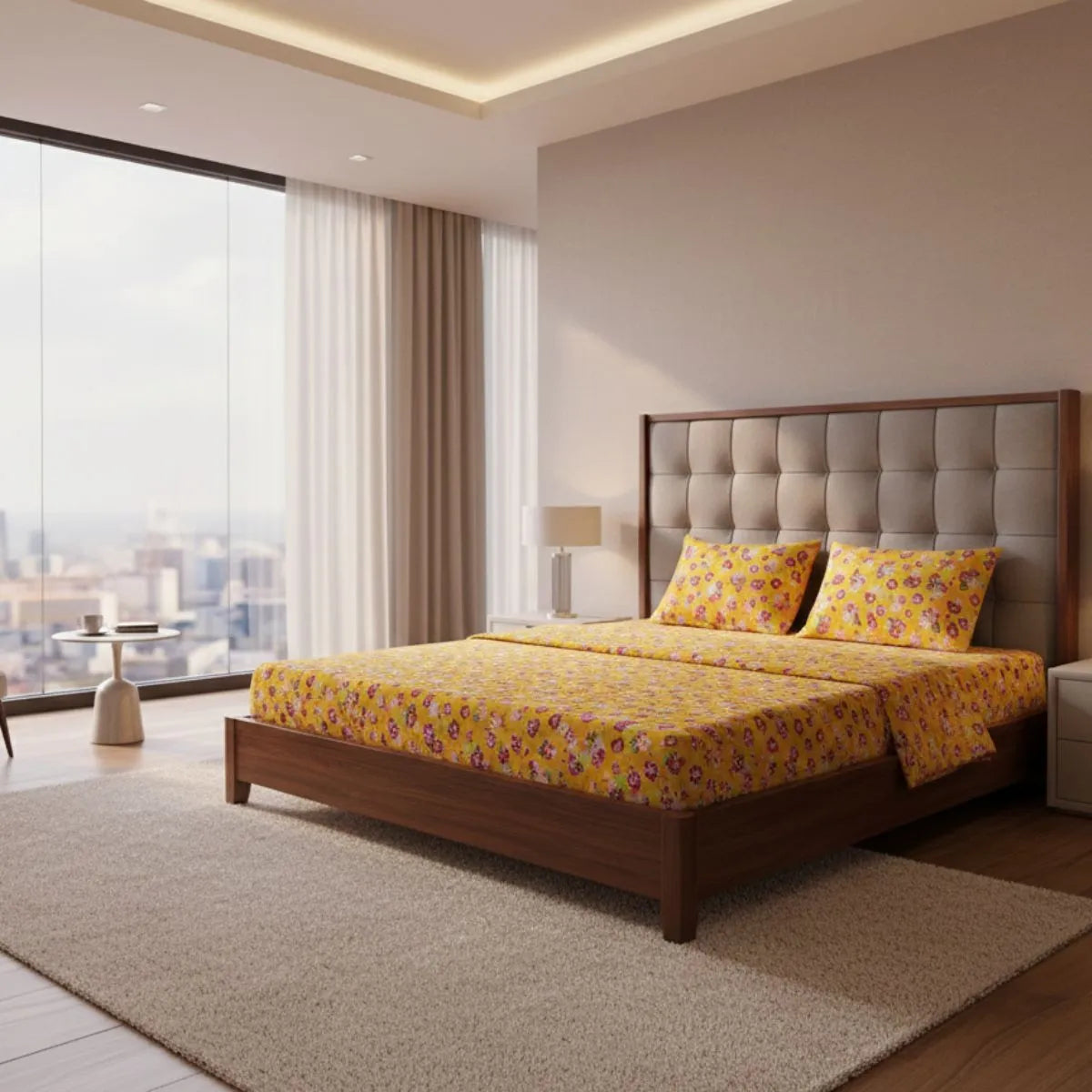 Golden Garden Printed Bedsheet