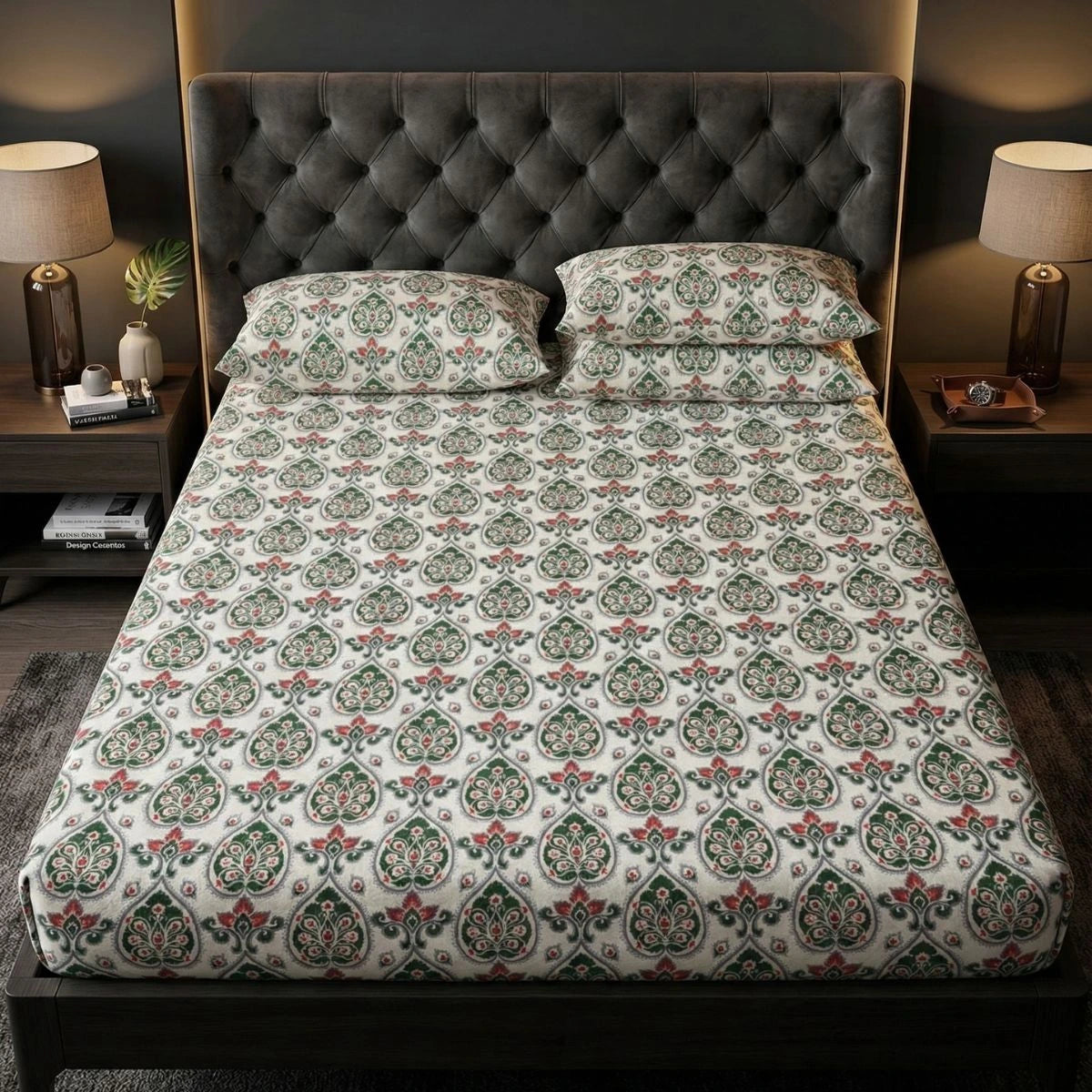 Royal Green Bloom Bedsheet
