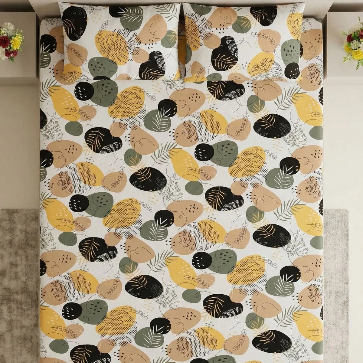 Golden Leaf Abstract Bedsheet