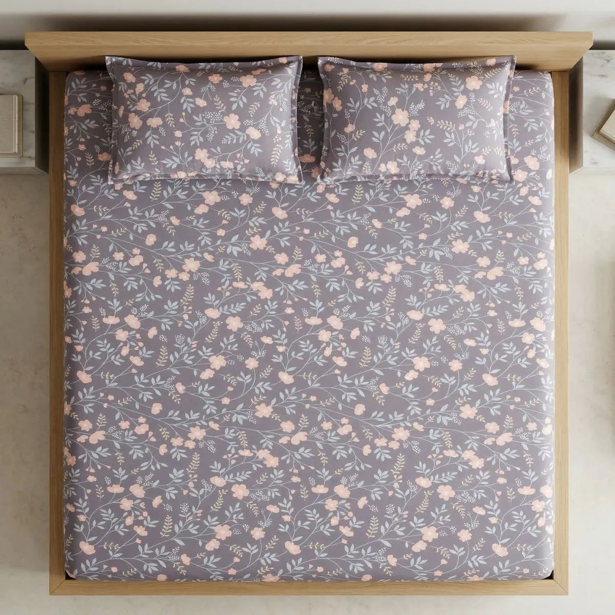 Elegant Grey Floral Bedsheet