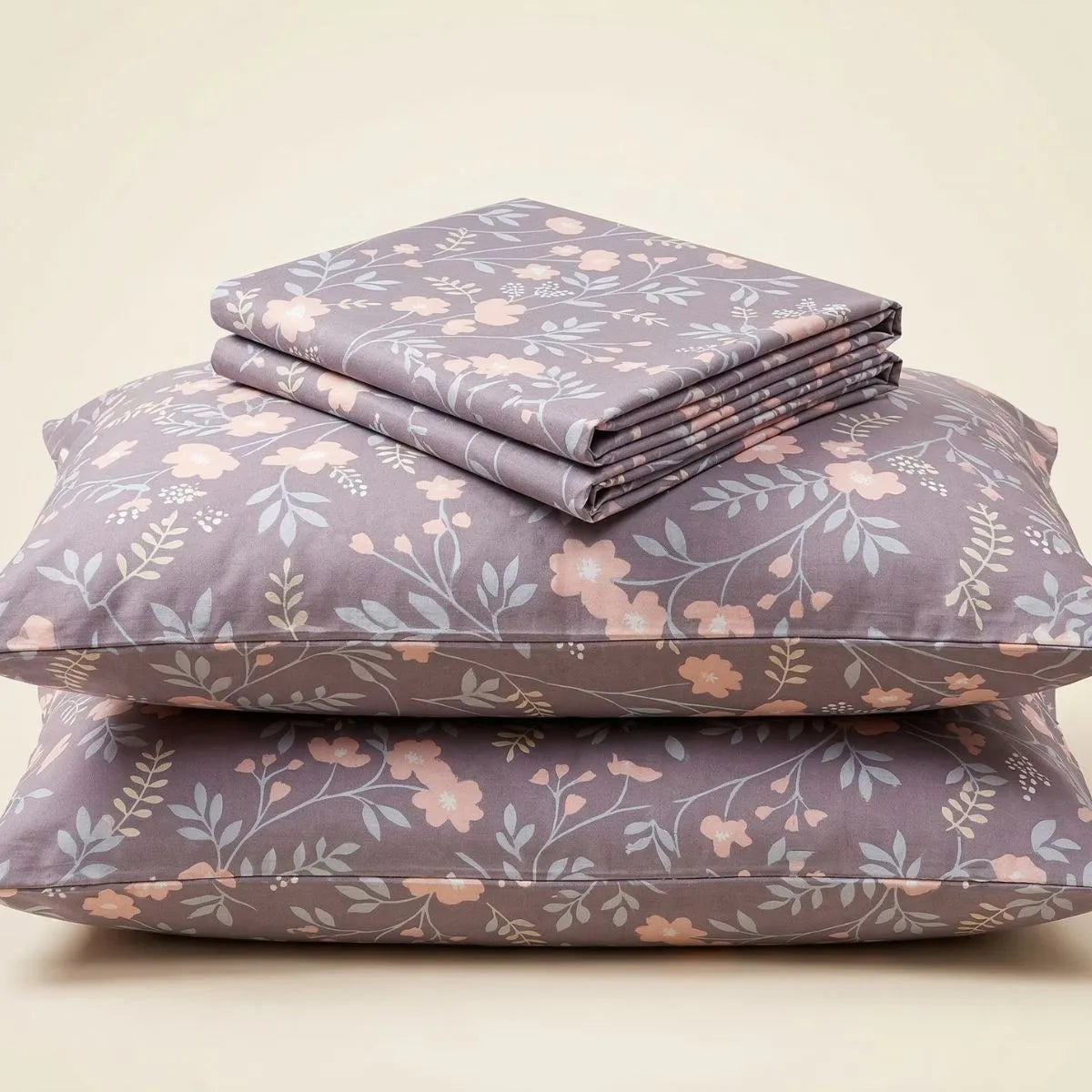 Elegant Grey Floral Bedsheet