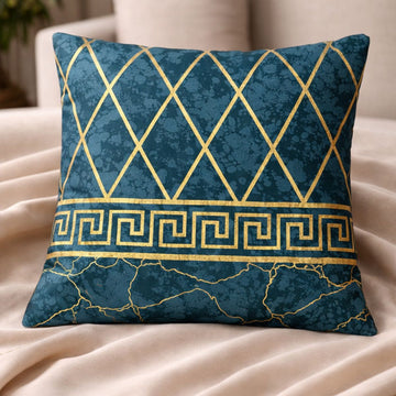 Royal Teal Geometric Luxe Cushion