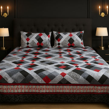 Red & Black Checkered Elegance Bedsheet