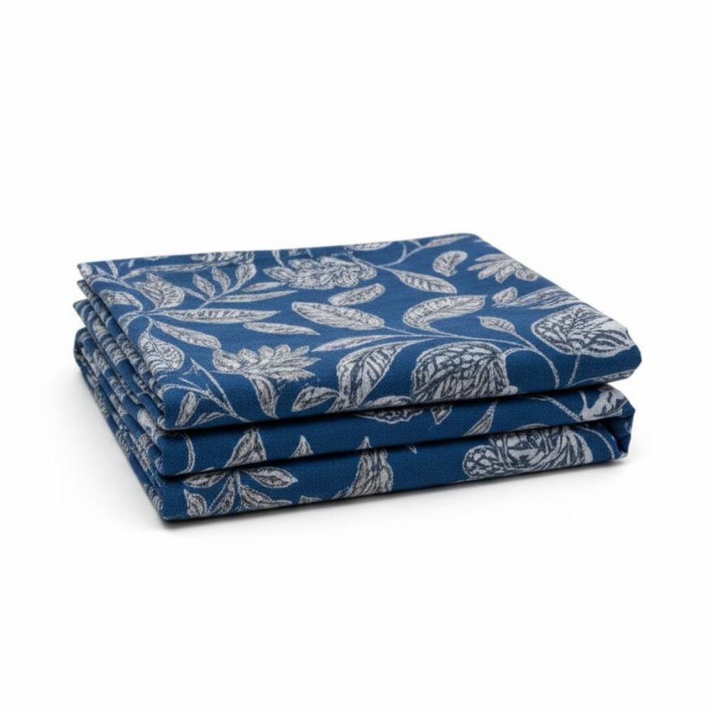 Royal Blue Botanical Printed Bedsheet