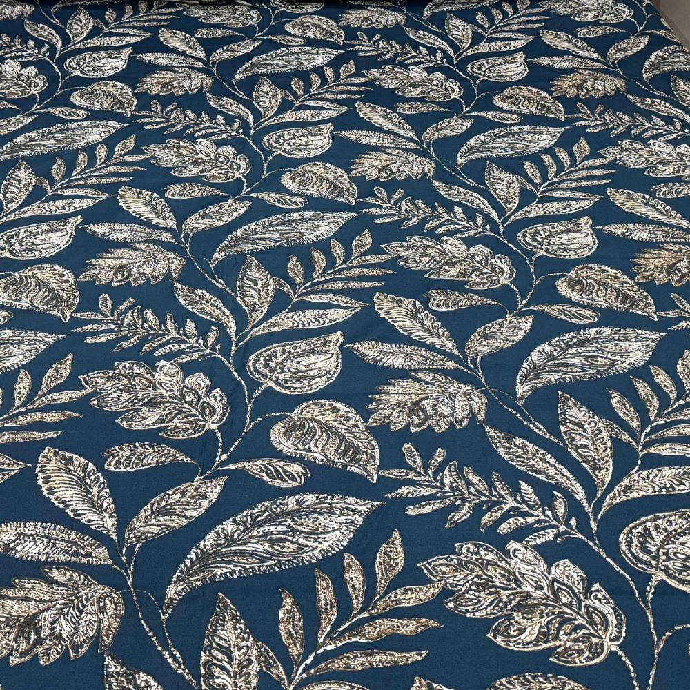 Royal Blue Botanical Printed Bedsheet