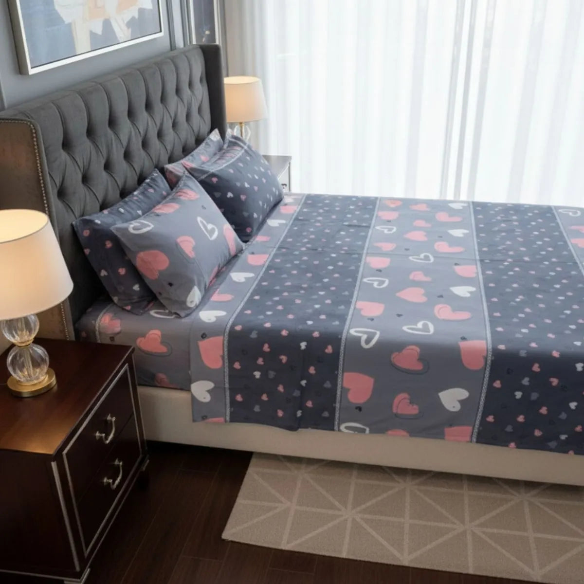 Love Dots & Hearts Bedsheet