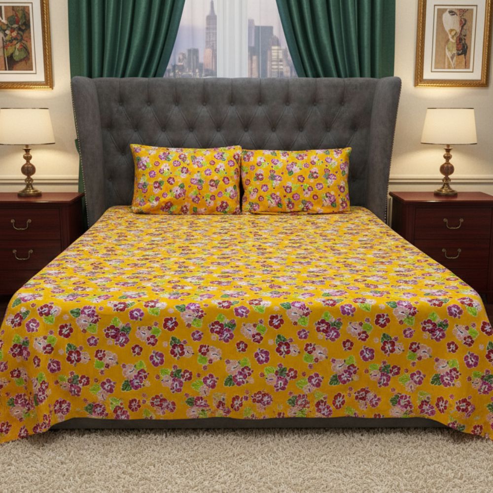 Golden Garden Printed Bedsheet